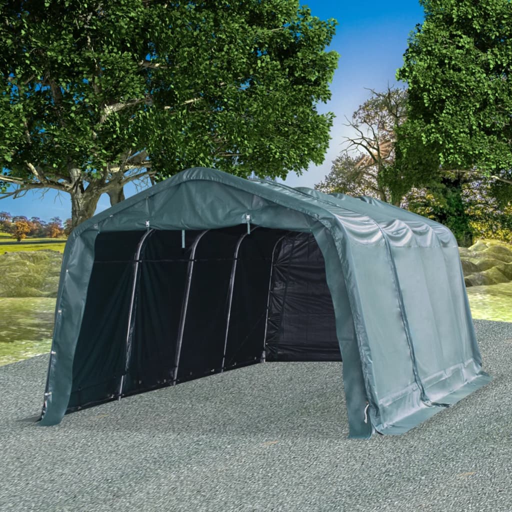 vidaXL Tenda para gado removível PVC 550 g/m² 3,3x6,4 m verde-escuro