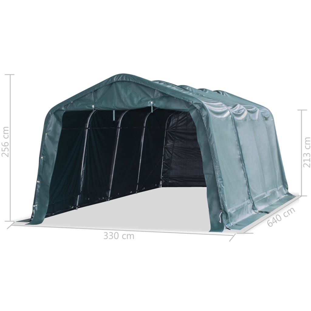 vidaXL Tenda para gado removível PVC 550 g/m² 3,3x6,4 m verde-escuro