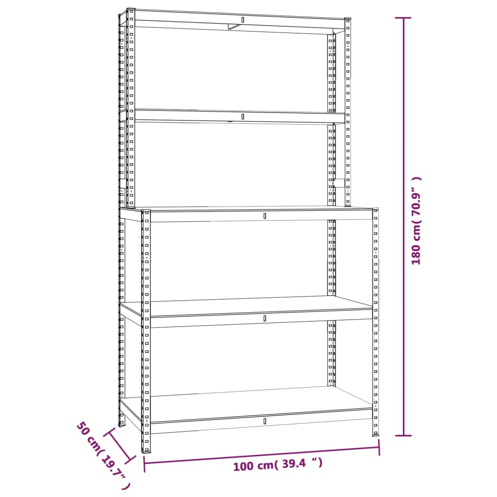 vidaXL Mesa de trabalho 5 prateleiras derivados madeira/aço prateado