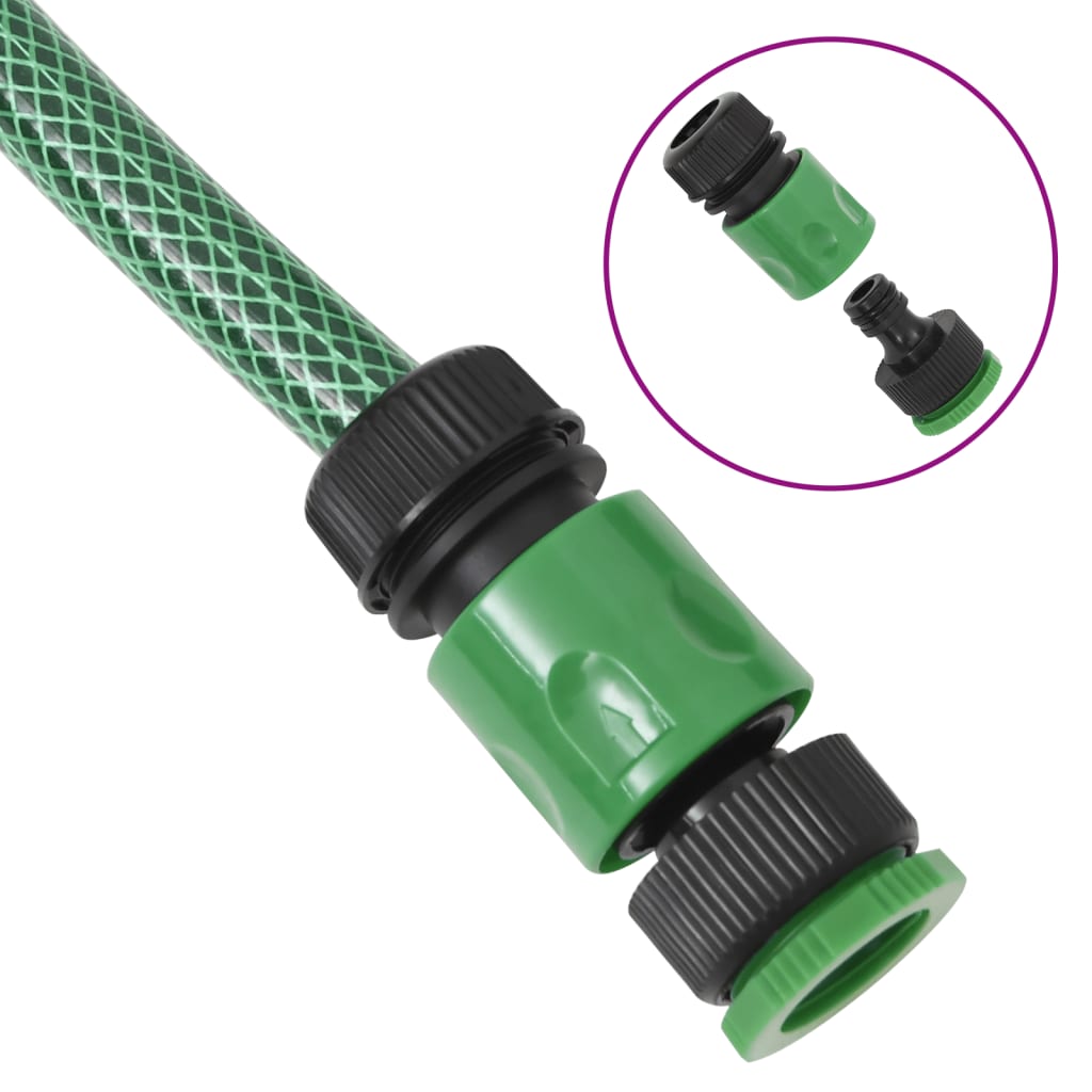 VidaXL Mangueira de jardim com conjunto de encaixe 0,75" 10m PVC verde