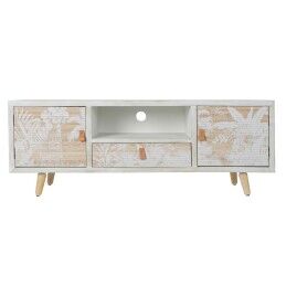 DKD Home Decor|Móvel de TV DKD Home Decor Branco Madeira Bambu (140 x 40 x 51 cm)