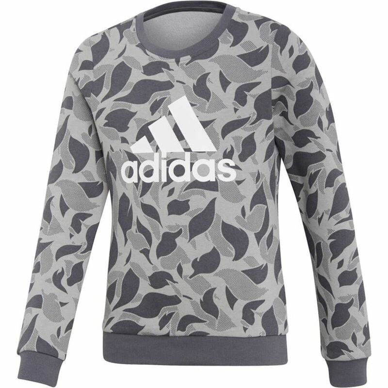 Adidas|Camisola sem Capuz Menina Adidas ID Crew Cinzento Cinzento claro Adidas|Camisola sem Capuz Menina Adidas ID Crew Cinzento Cinzento claro