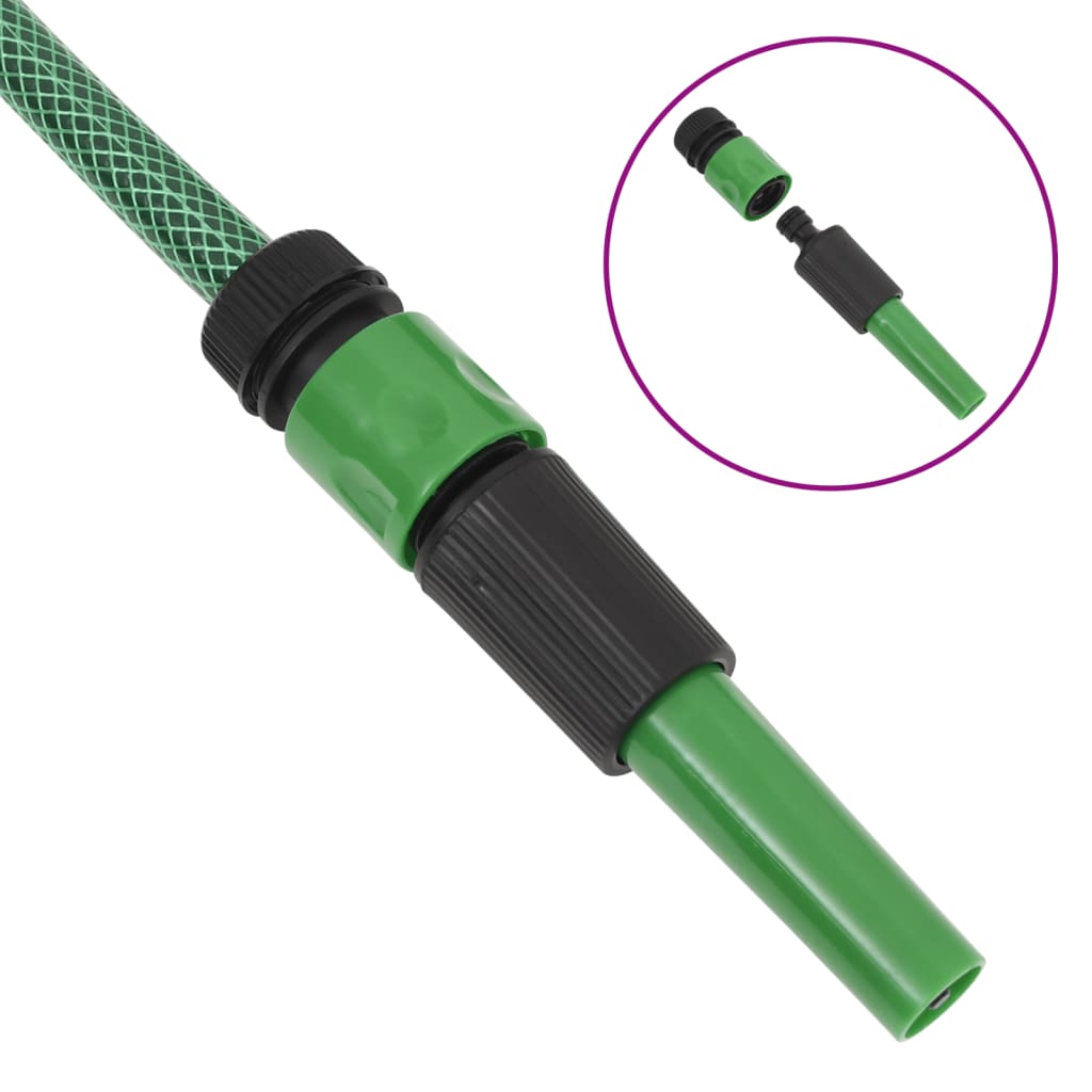 VidaXL Mangueira de jardim com conjunto de encaixe 0,5" 50 m PVC verde