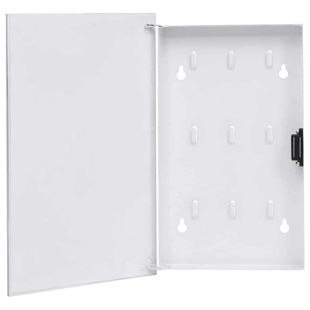 vidaXL Chaveiro com quadro magnético 30x20x5,5 cm branco