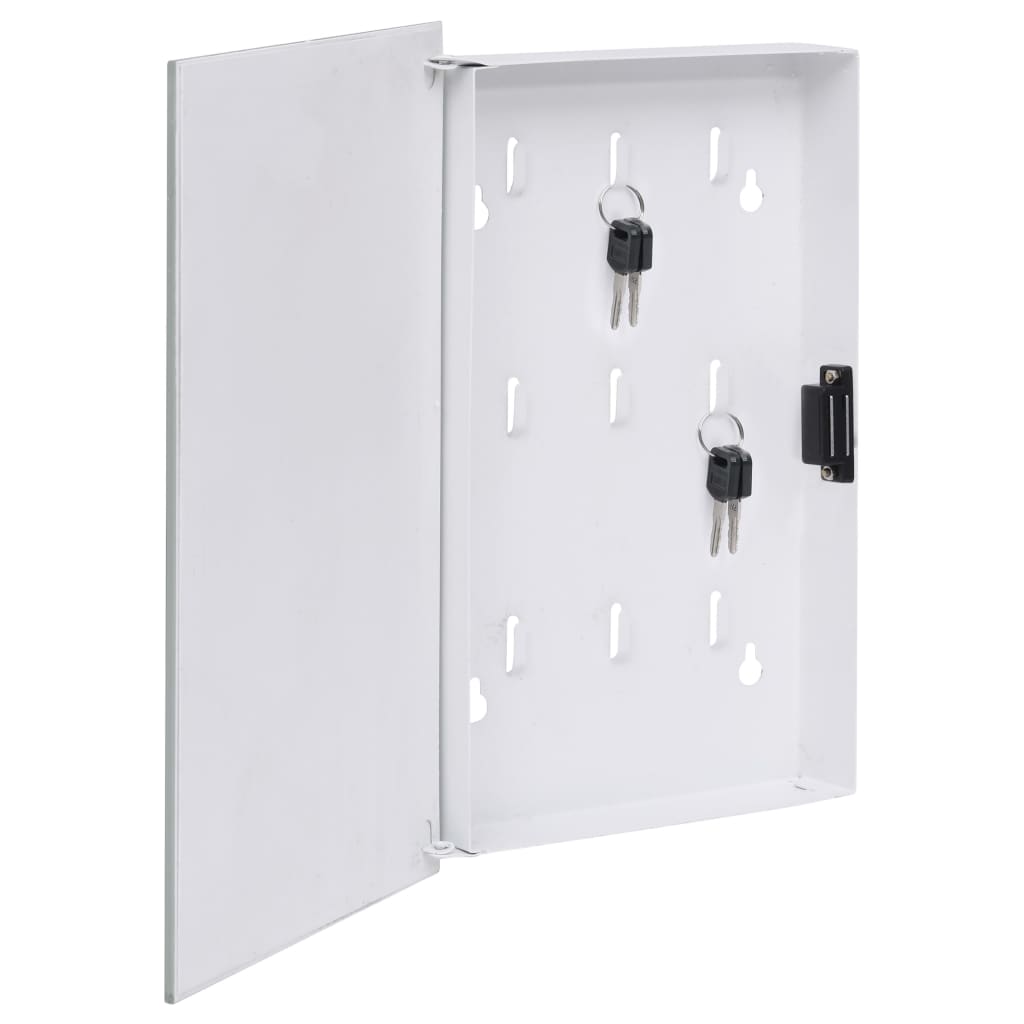 vidaXL Chaveiro com quadro magnético 30x20x5,5 cm branco