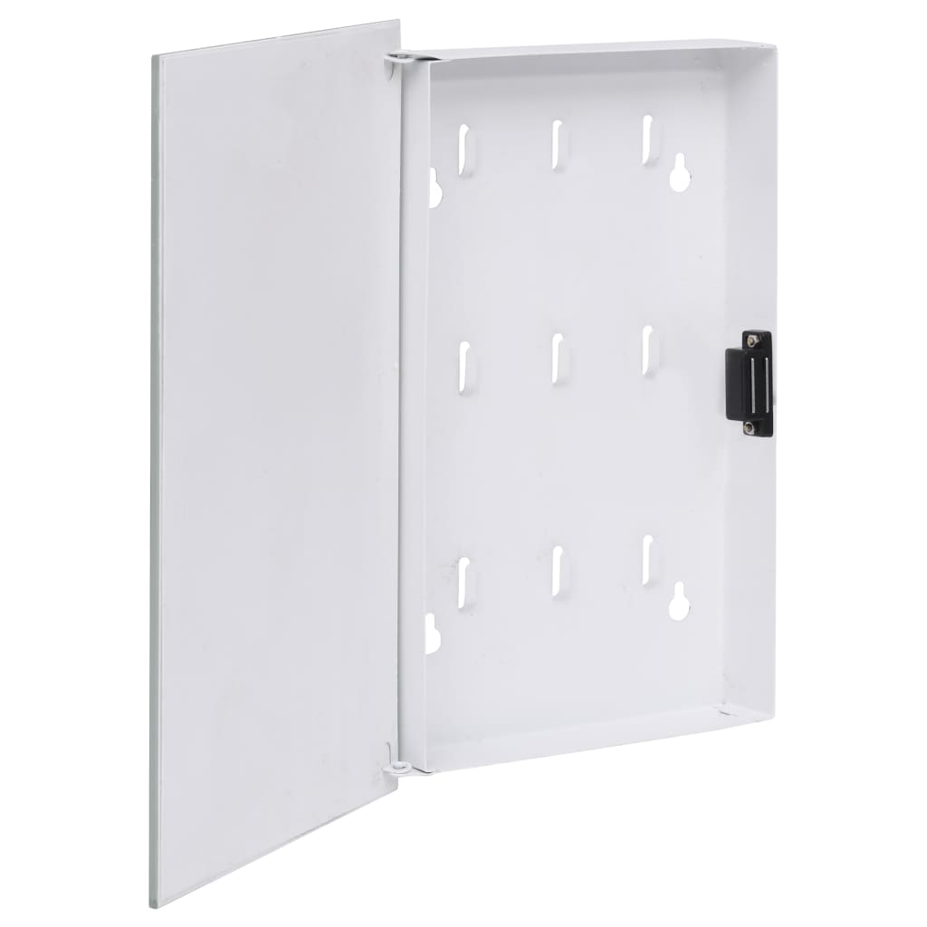 vidaXL Chaveiro com quadro magnético 30x20x5,5 cm branco