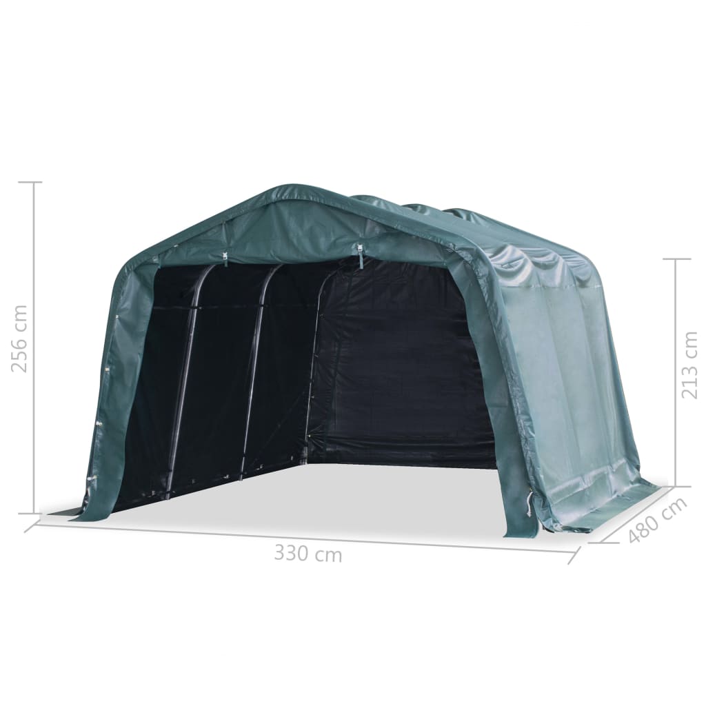 vidaXL Tenda para gado removível PVC 550 g/m² 3,3x4,8 m verde escuro