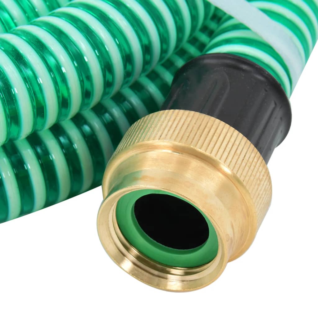 vidaXL Mangueira de sucção com conectores de latão 1,1" 15 m PVC verde