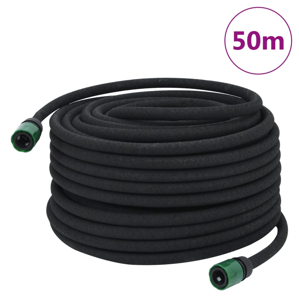 vidaXL Mangueira para rega gota-a-gota de jardim 50 m borracha preto