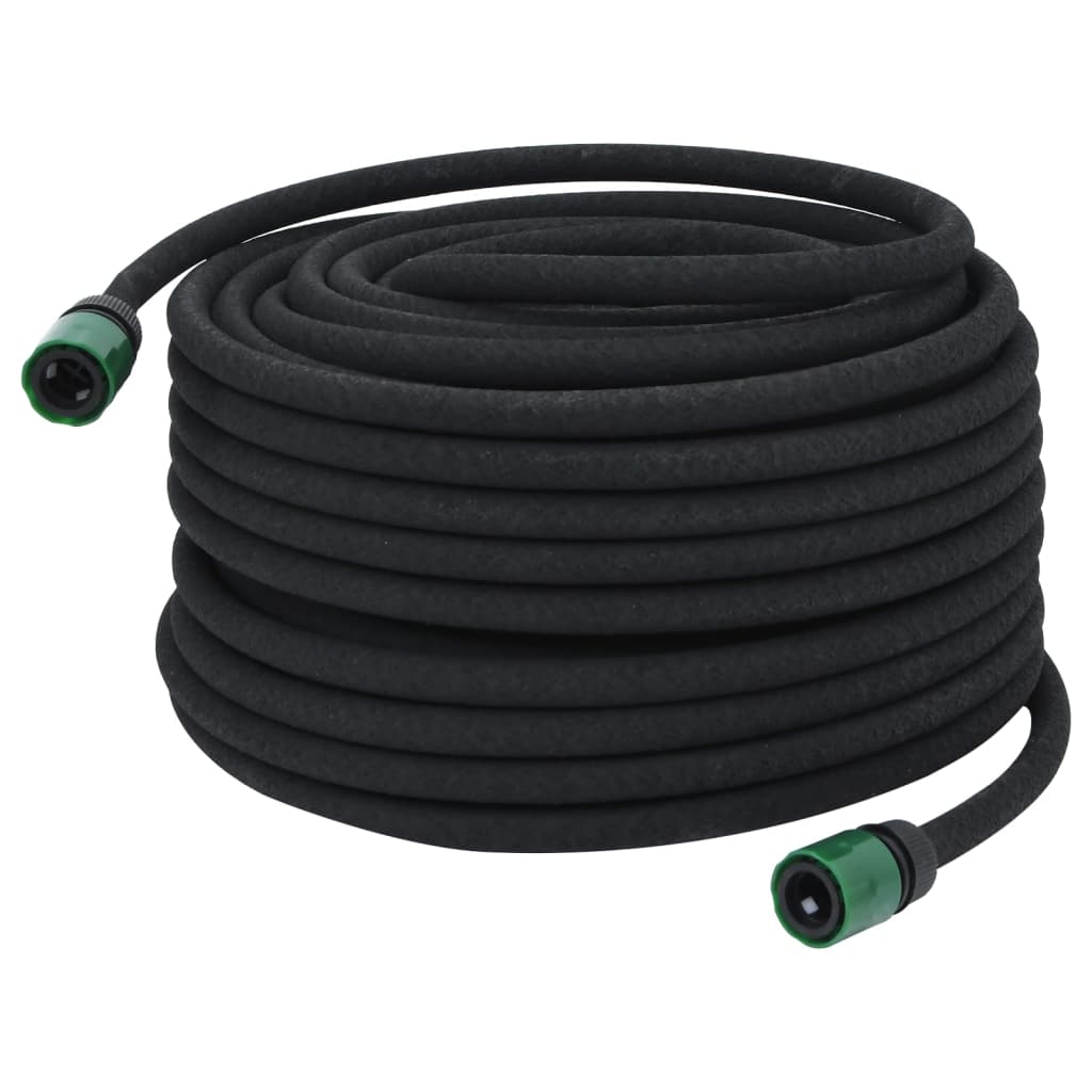 vidaXL Mangueira para rega gota-a-gota de jardim 50 m borracha preto