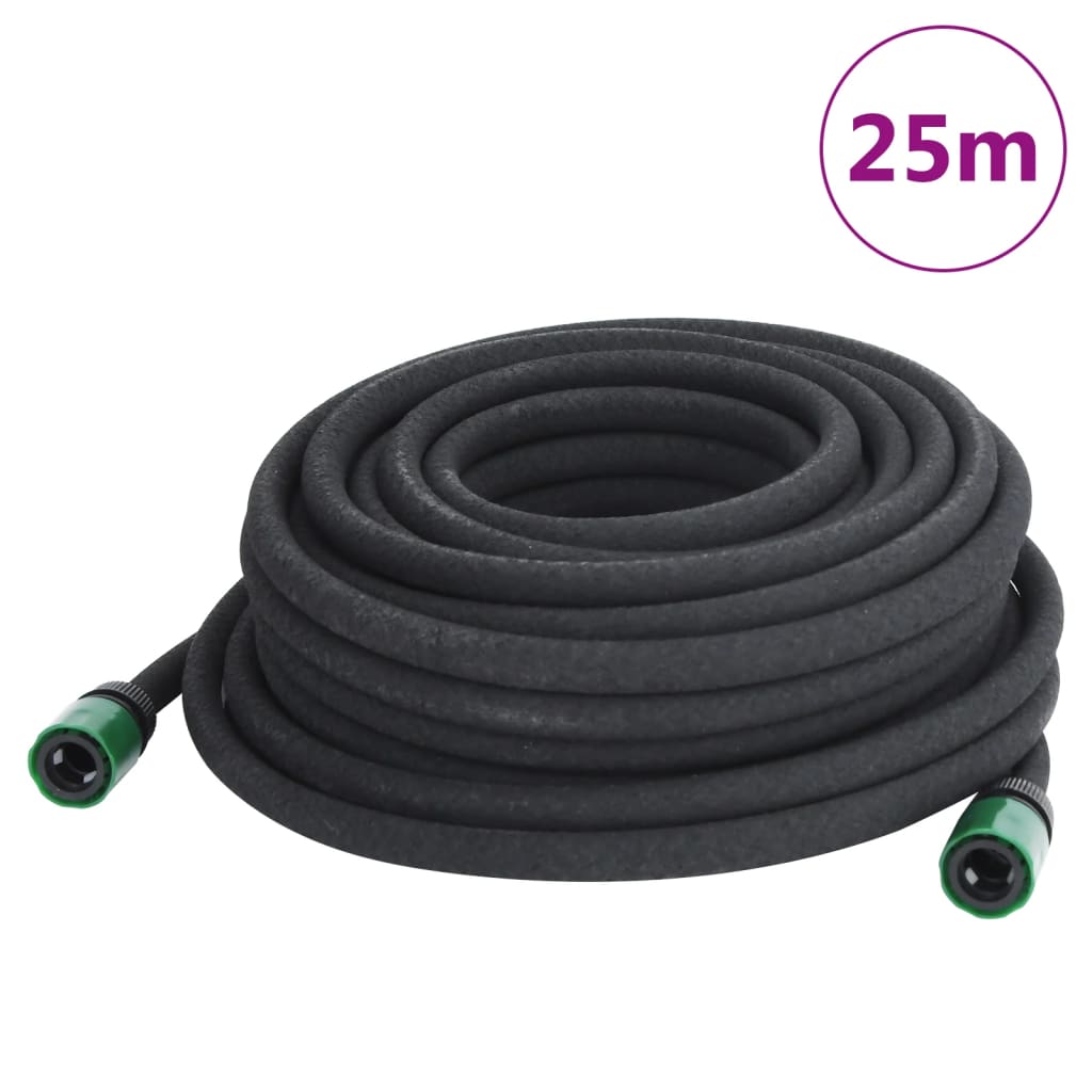 vidaXL Mangueira para rega gota-a-gota de jardim 25 m borracha preto