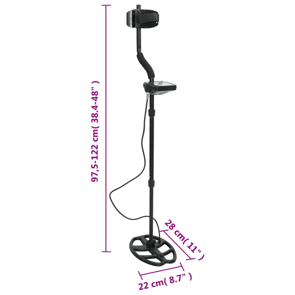 vidaXL Detetor de metais ecrã LCD profundidade de pesquisa 20 cm