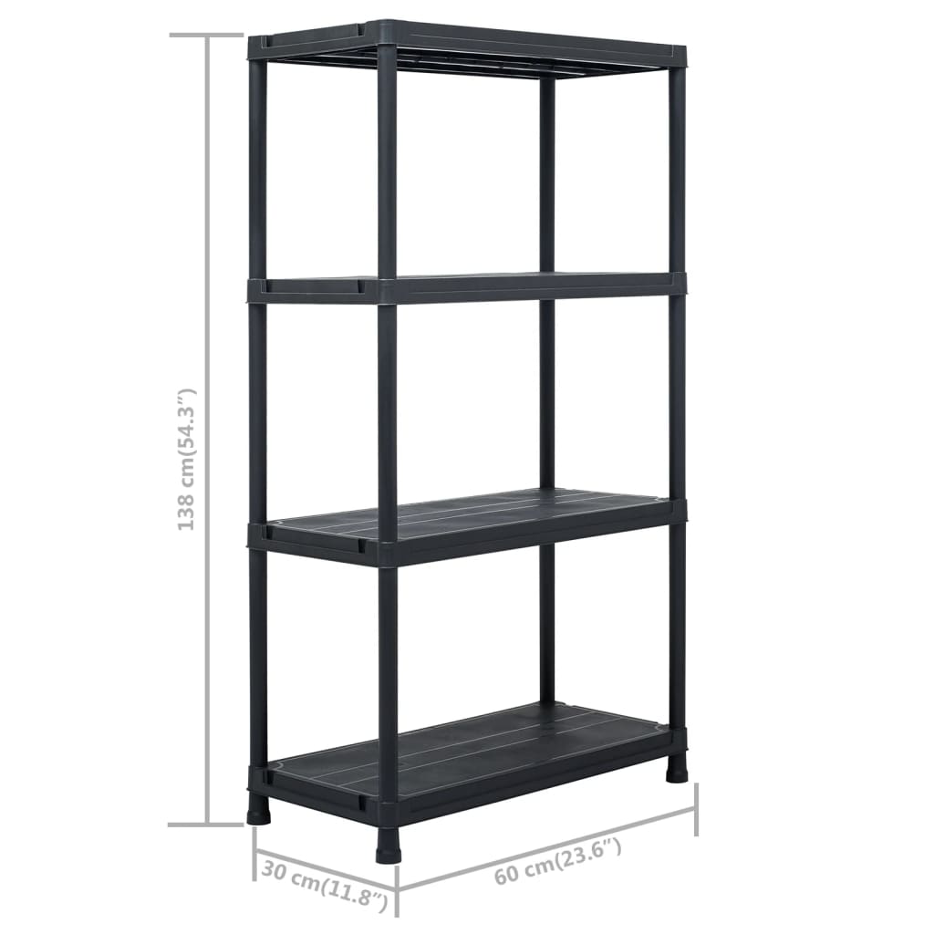 vidaXL Estantes de arrumação 2 pcs preto 60x30x138 cm plástico