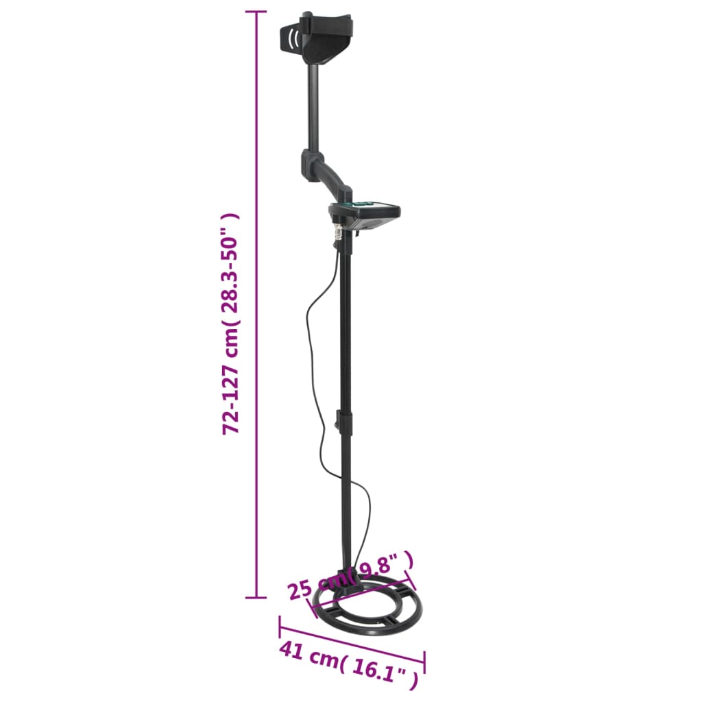 vidaXL Detetor de metais ecrã LCD profundidade de pesquisa 24 cm