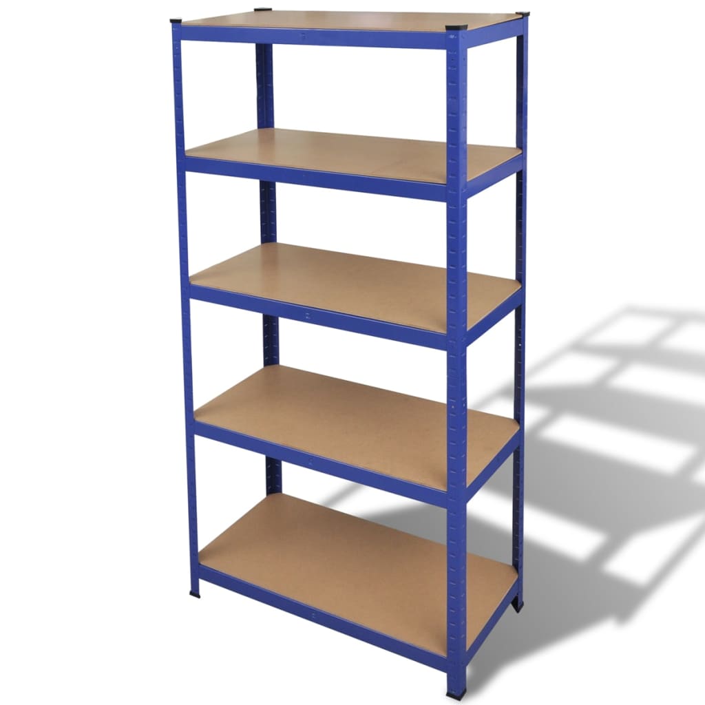 VidaXL 5-Layer Storage Shelf Blue Steel&Madeira de engenharia