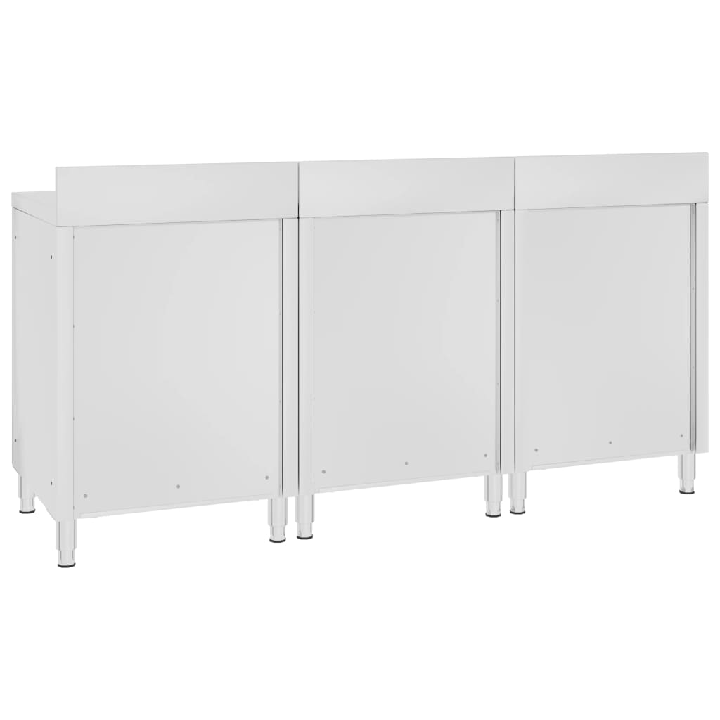 vidaXL Mesa trabalho comercial c/ armário 180x60x96 cm aço inoxidável