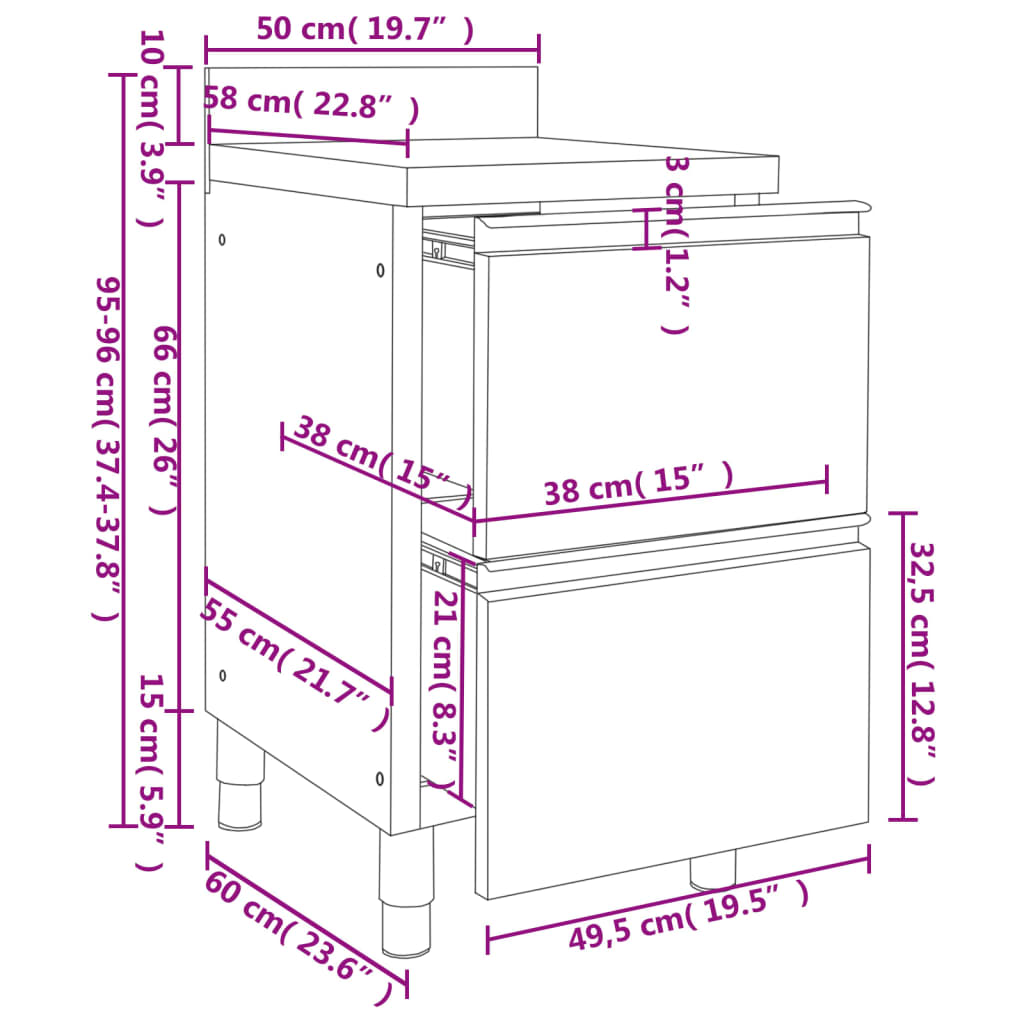 vidaXL Armários de cozinha comerciais 2 pcs aço inoxidável