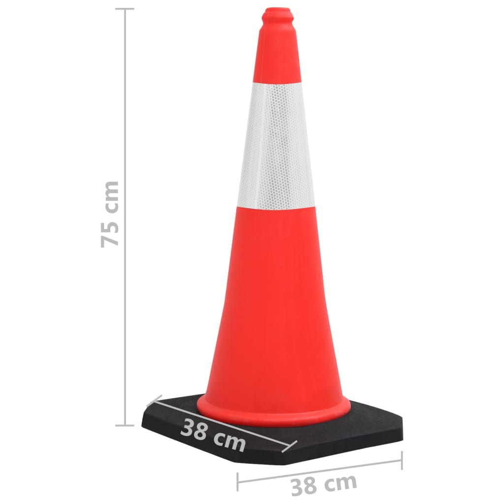 vidaXL Cones de sinalização refletores com bases pesadas 10 pcs 75 cm