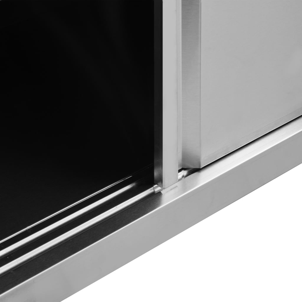 vidaXL Mesas trabalho c/ portas correr 2pcs 200x50x(95-97)cm aço inox.