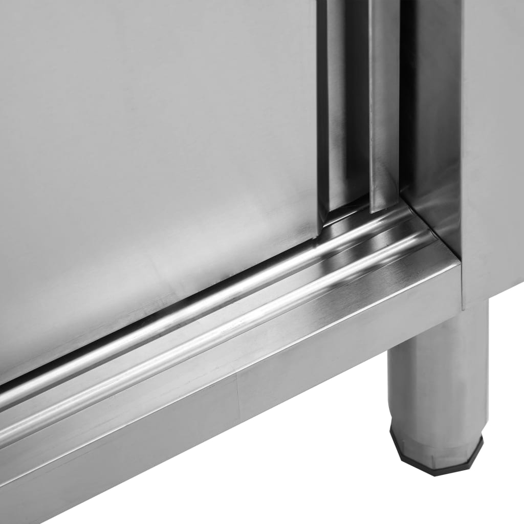 vidaXL Mesas trabalho c/ portas correr 2pcs 200x50x(95-97)cm aço inox.