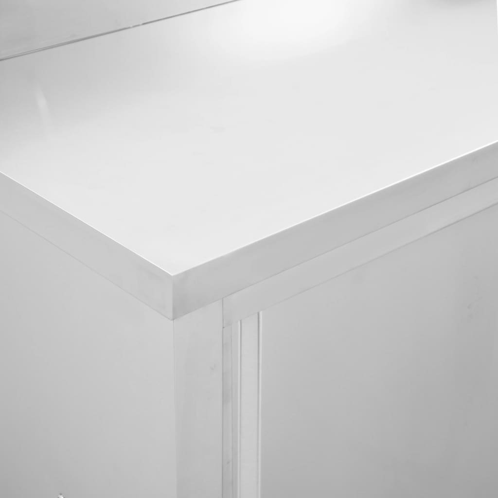 vidaXL Mesas trabalho c/ portas correr 2pcs 200x50x(95-97)cm aço inox.