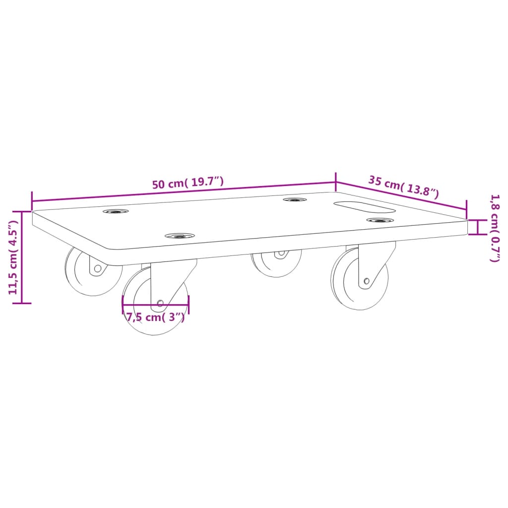 vidaXL Carrinhos de transporte 2 pcs retangular 50x35x11,5 cm