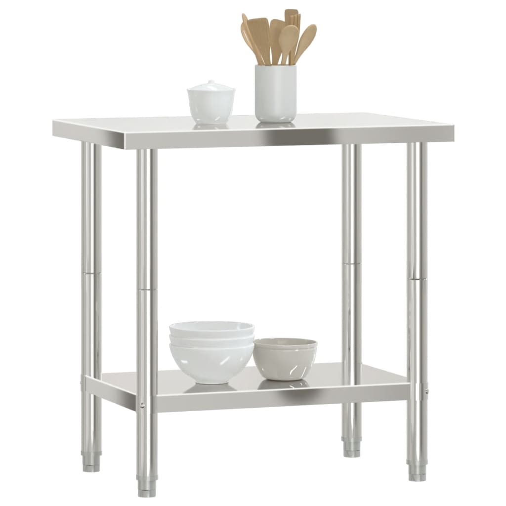 vidaXL Mesa de trabalho para cozinha 82,5x55x85 cm aço inoxidável