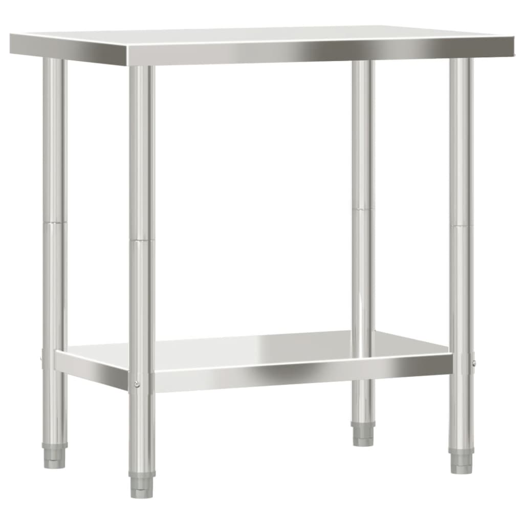 vidaXL Mesa de trabalho para cozinha 82,5x55x85 cm aço inoxidável