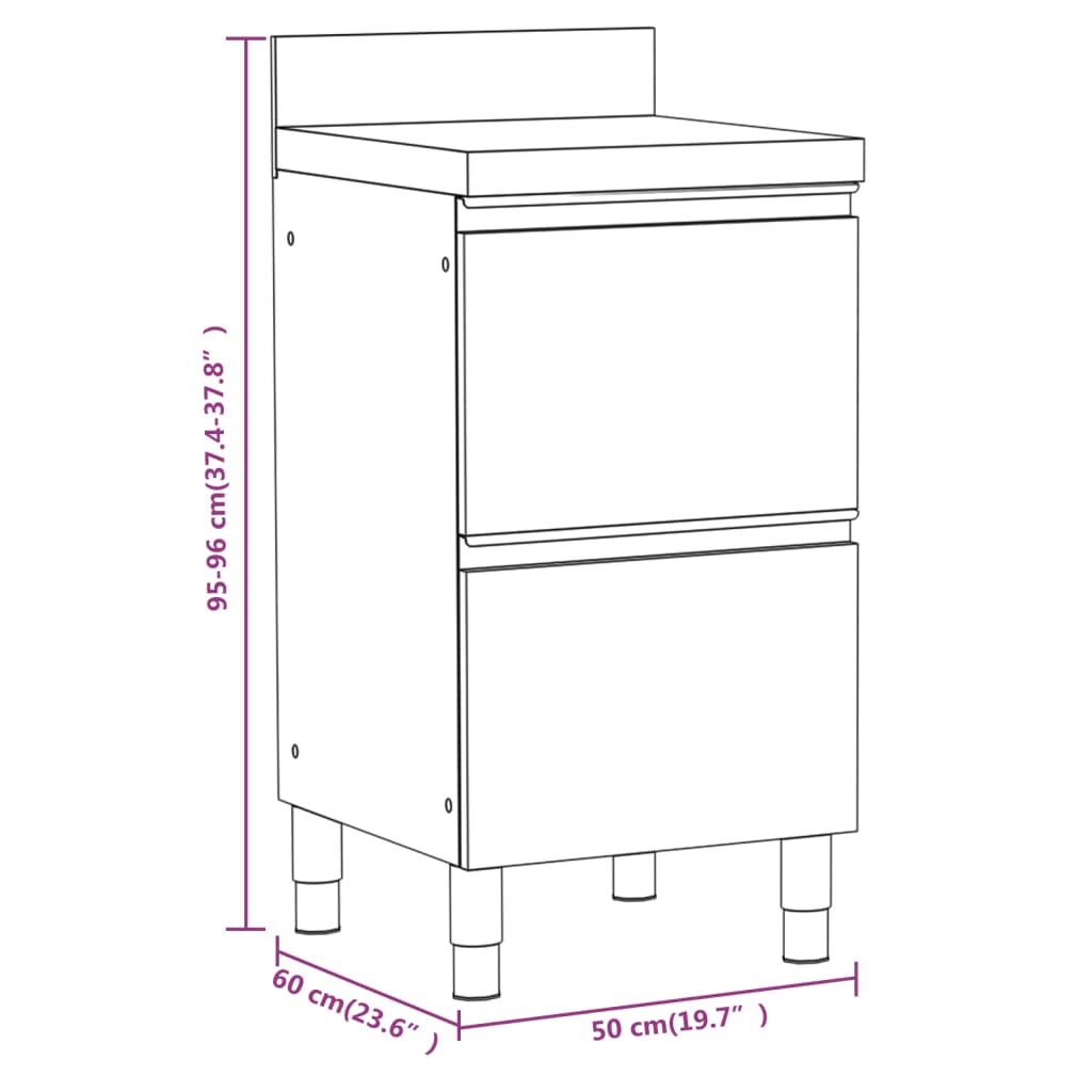 vidaXL Armários de cozinha comerciais 3 pcs aço inoxidável