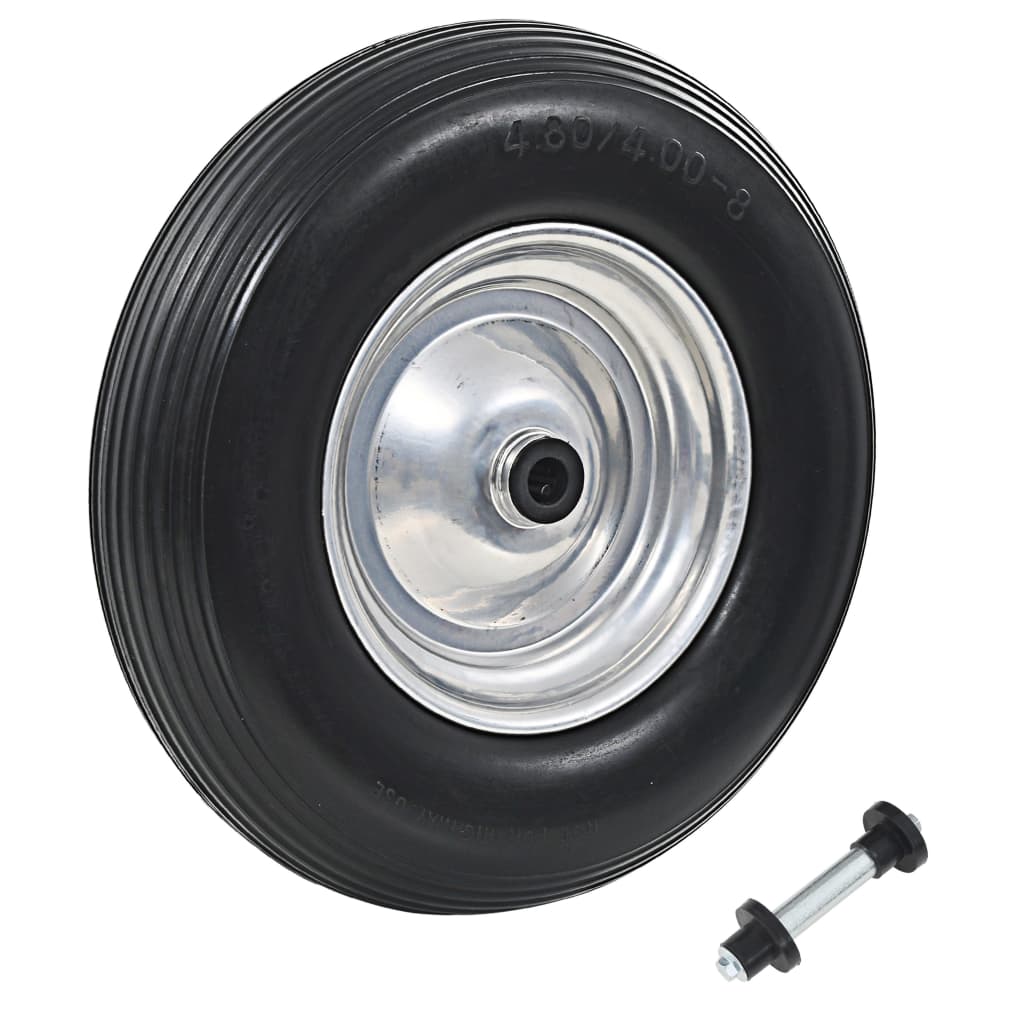 vidaXL Roda de carrinho de mão com eixo PU sólido 4.00-8 390 mm