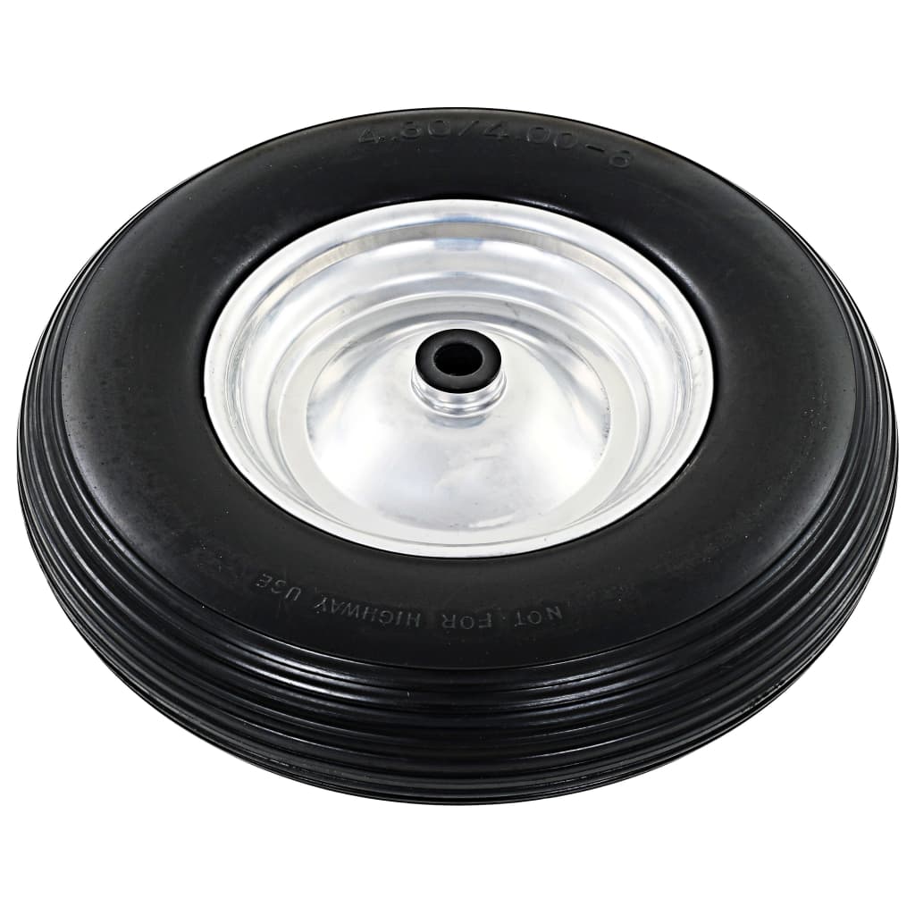 vidaXL Roda de carrinho de mão com eixo PU sólido 4.00-8 390 mm