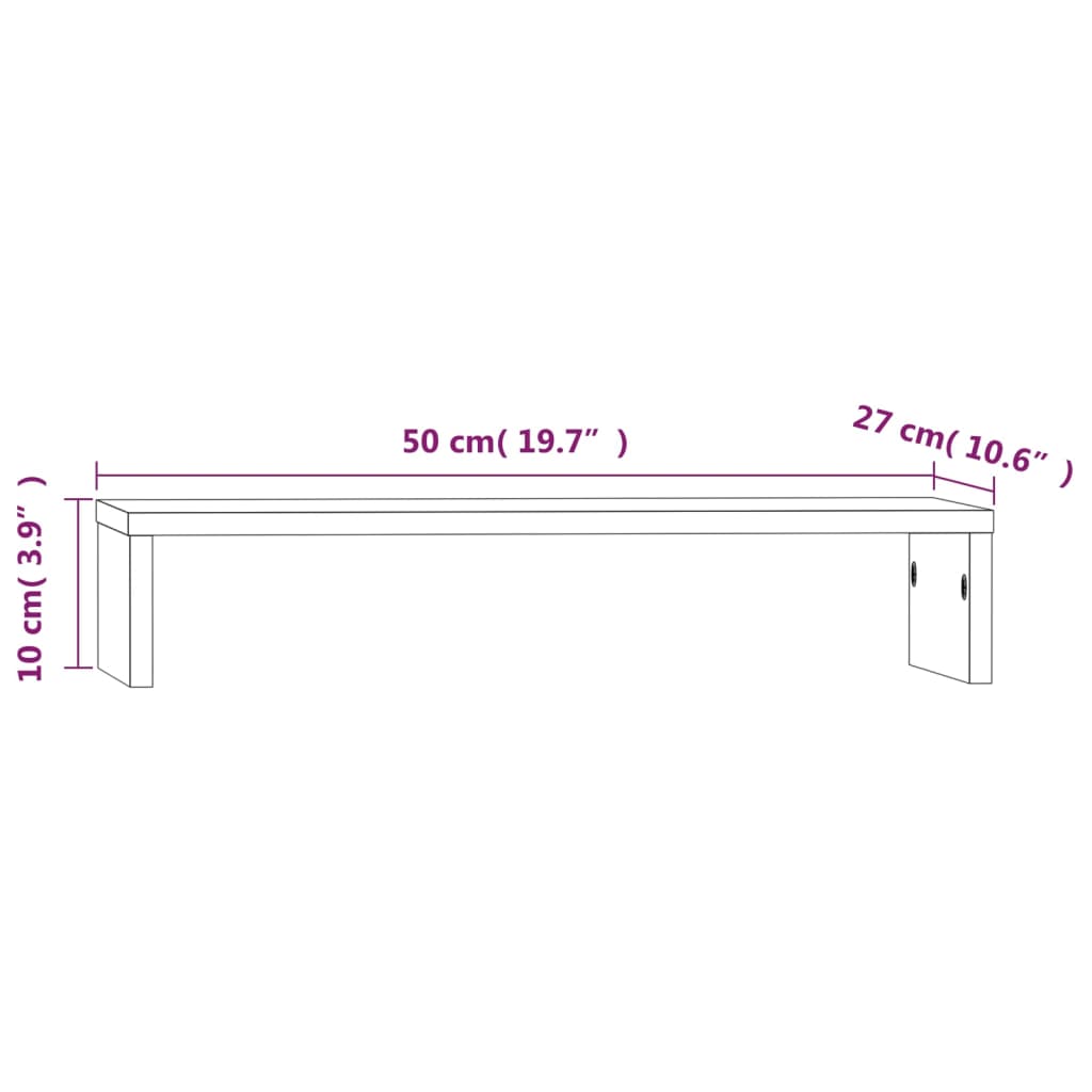 vidaXL Suporte para monitor 50x27x10 cm pinho maciço castanho mel