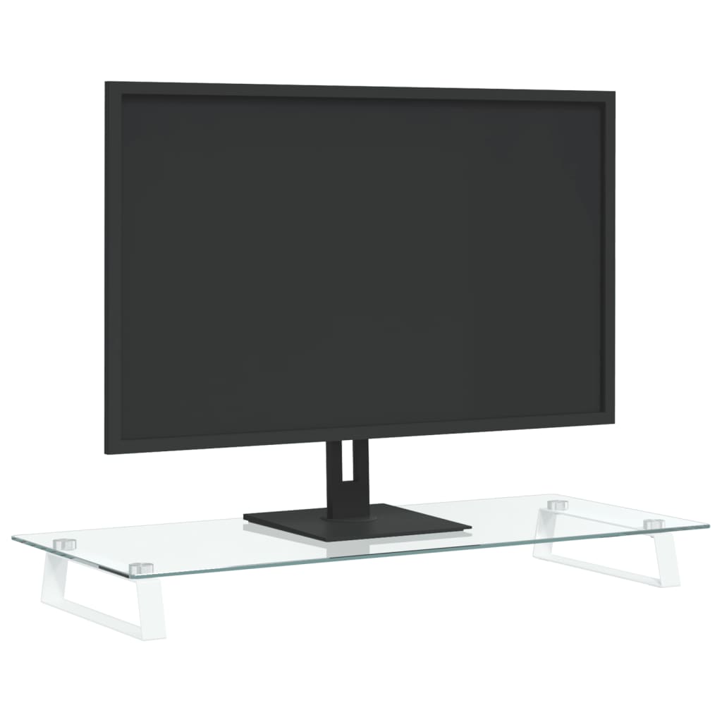 vidaXL Suporte para monitor 80x35x8 cm vidro temperado e metal branco