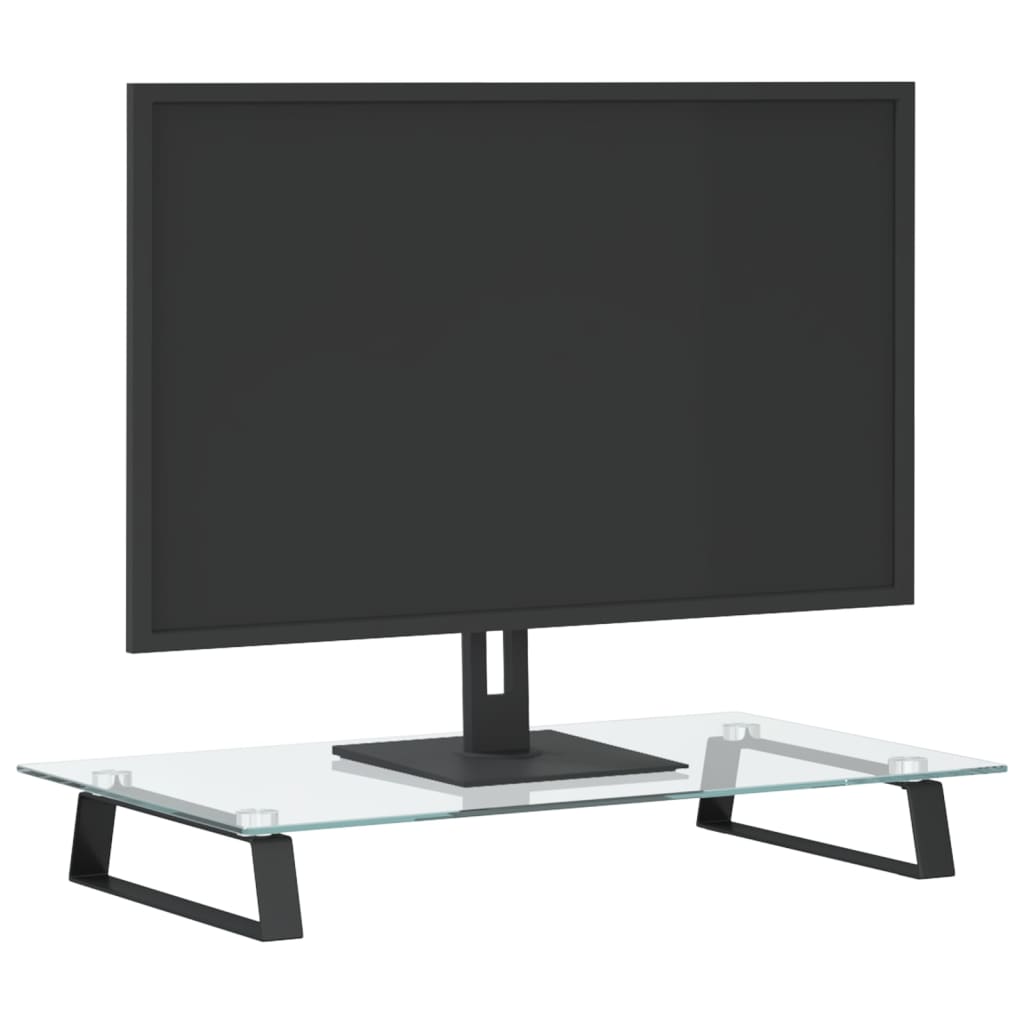 vidaXL Suporte para monitor 60x35x8 cm vidro temperado e metal preto