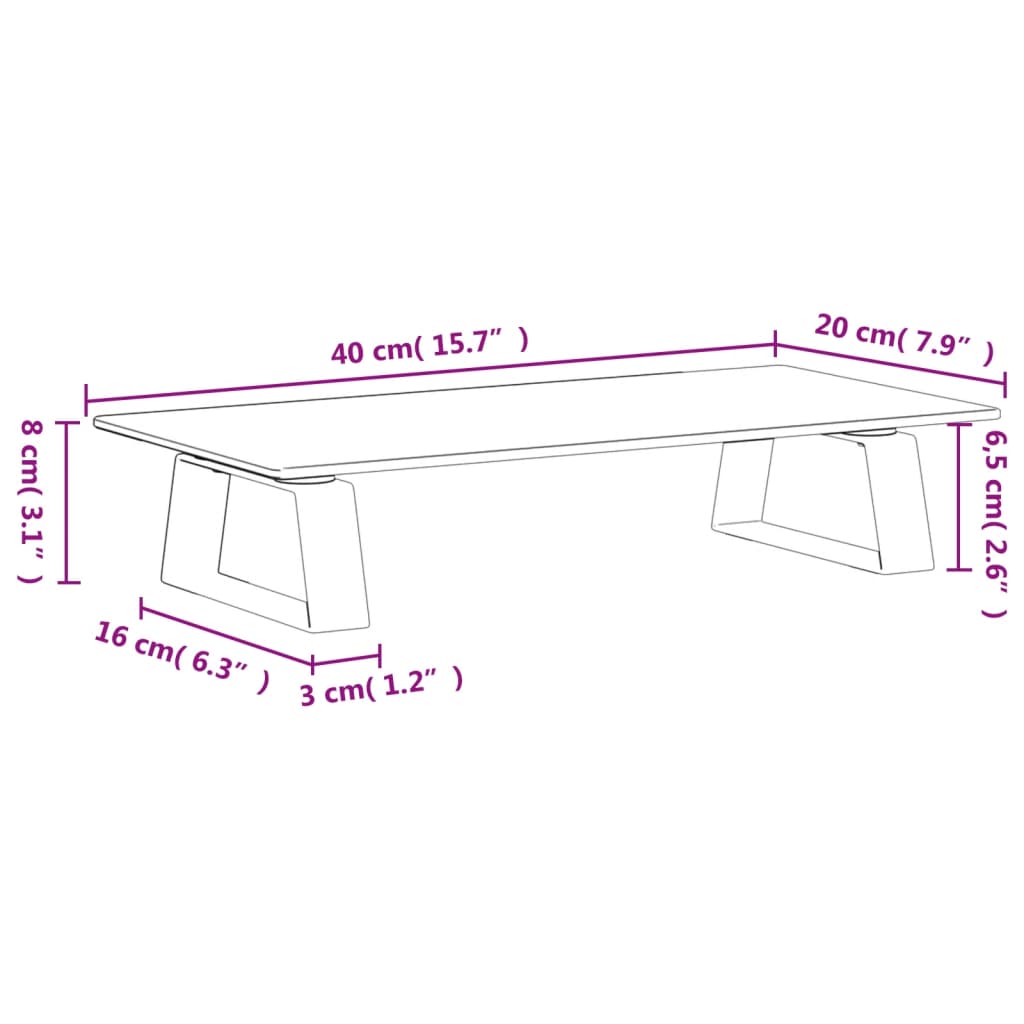 vidaXL Suporte para monitor 40x20x8 cm vidro temperado e metal preto