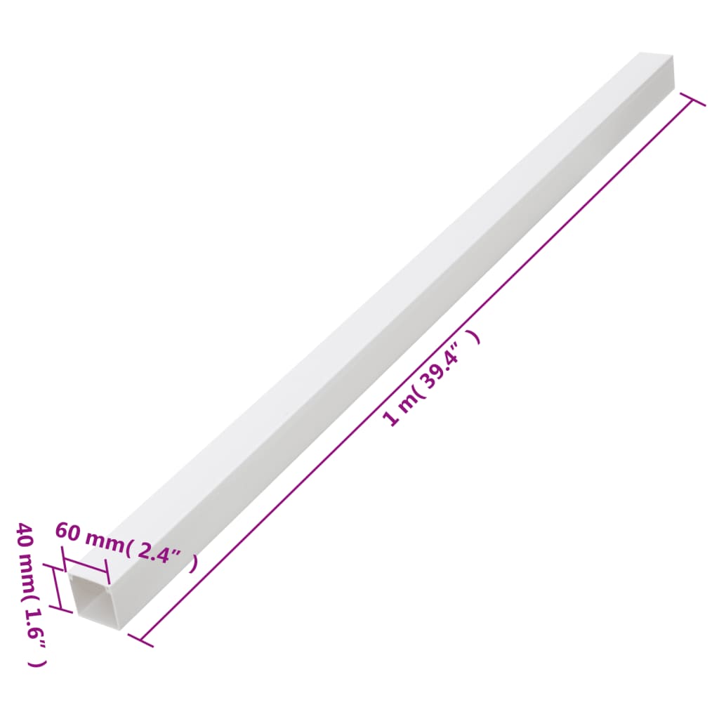 vidaXL Calhas para cabos 60x40 mm 10 m PVC