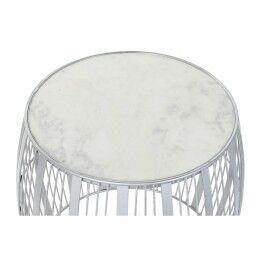 DKD Home Decor|Mesa de apoio DKD Home Decor Branco Mármore Ferro Prateado (46 x 46 x 41 cm)