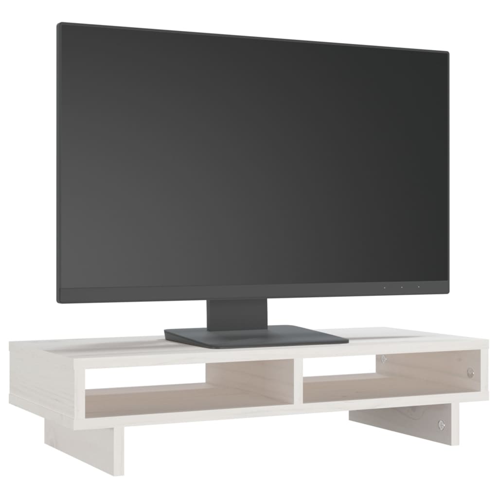 vidaXL Suporte para monitor 60x27x14 cm madeira de pinho maciça branco