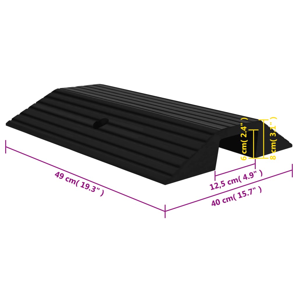 vidaXL Rampas de acesso em ponte 3 pcs 49x40x8 cm borracha