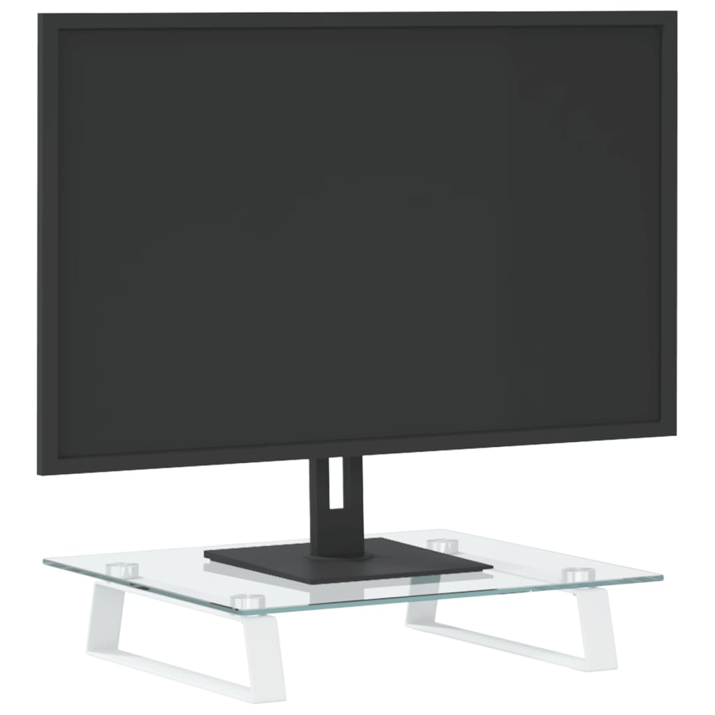 vidaXL Suporte para monitor 40x35x8 cm vidro temperado e metal branco