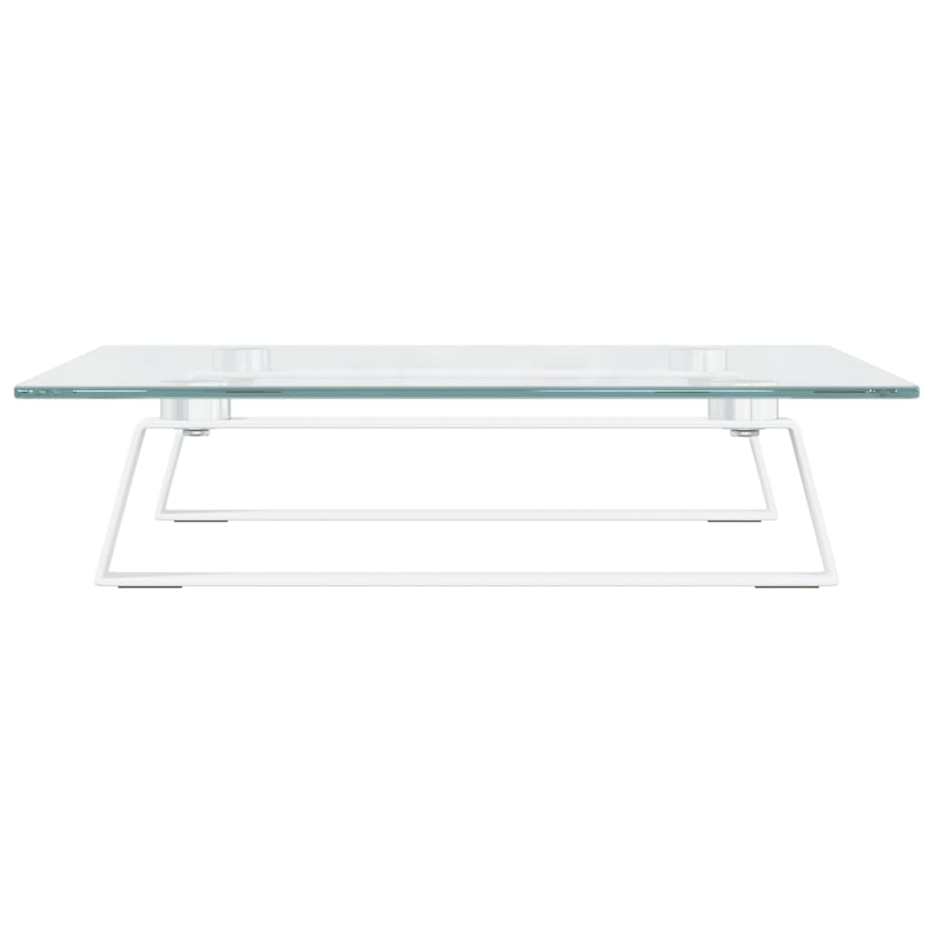 vidaXL Suporte para monitor 40x35x8 cm vidro temperado e metal branco