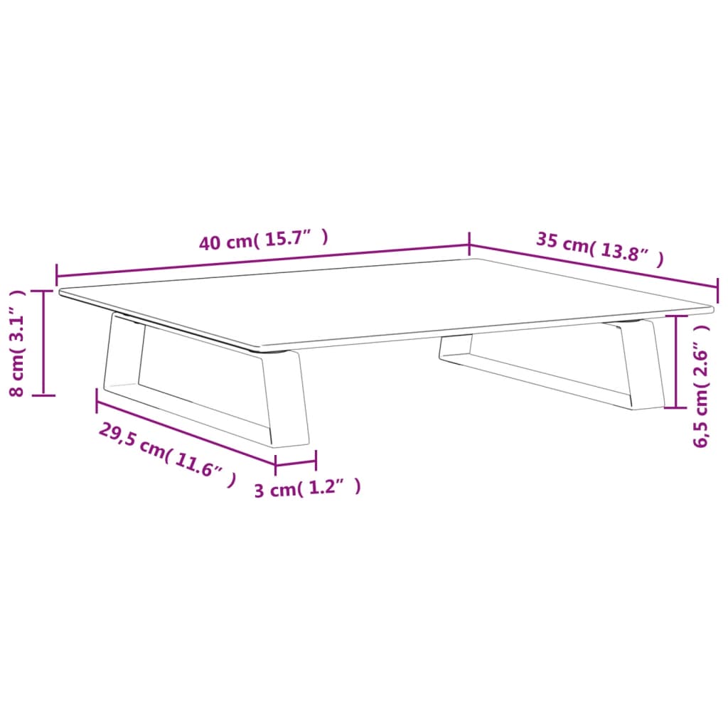 vidaXL Suporte para monitor 40x35x8 cm vidro temperado e metal branco