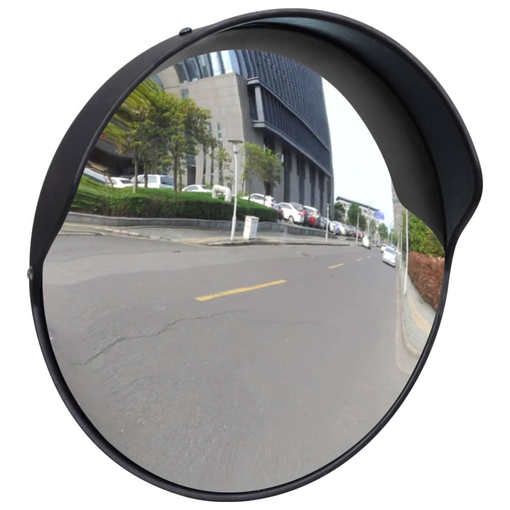 Convex Espelho de trânsito para exterior 30 cm policarbonato preto