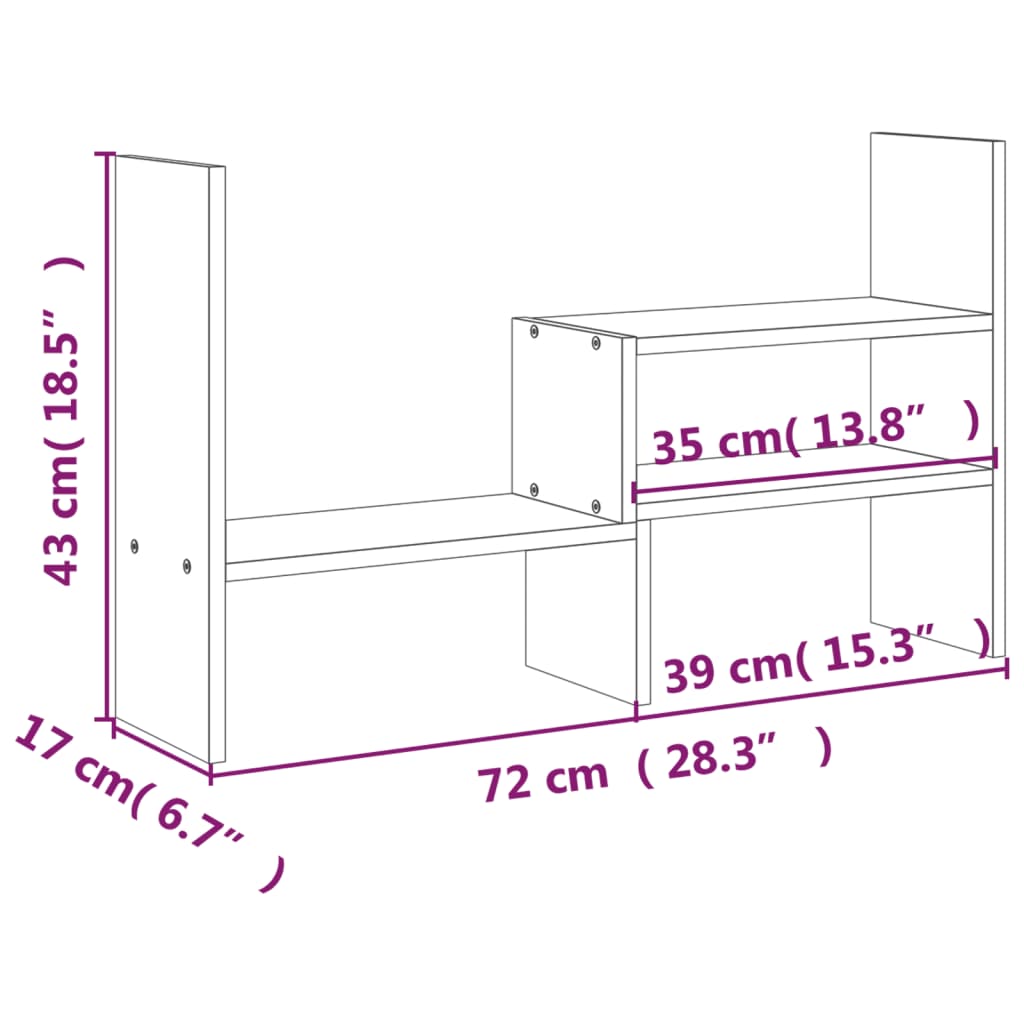 vidaXL Suporte para monitor (39-72)x17x43 cm pinho maciço preto