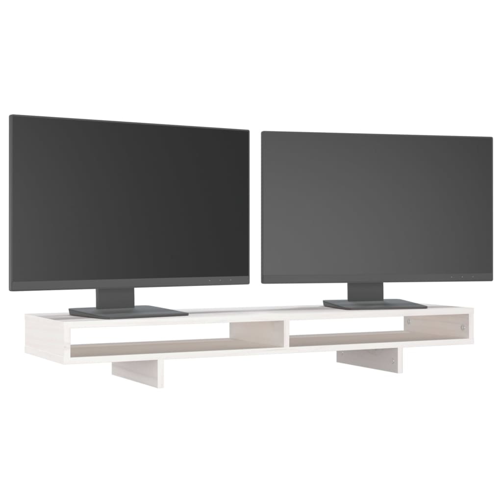 vidaXL Suporte para monitor 100x27x14 cm madeira pinho maciça branco