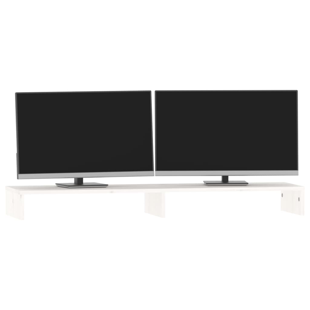 vidaXL Suporte para monitor 100x27x10 cm pinho maciço branco