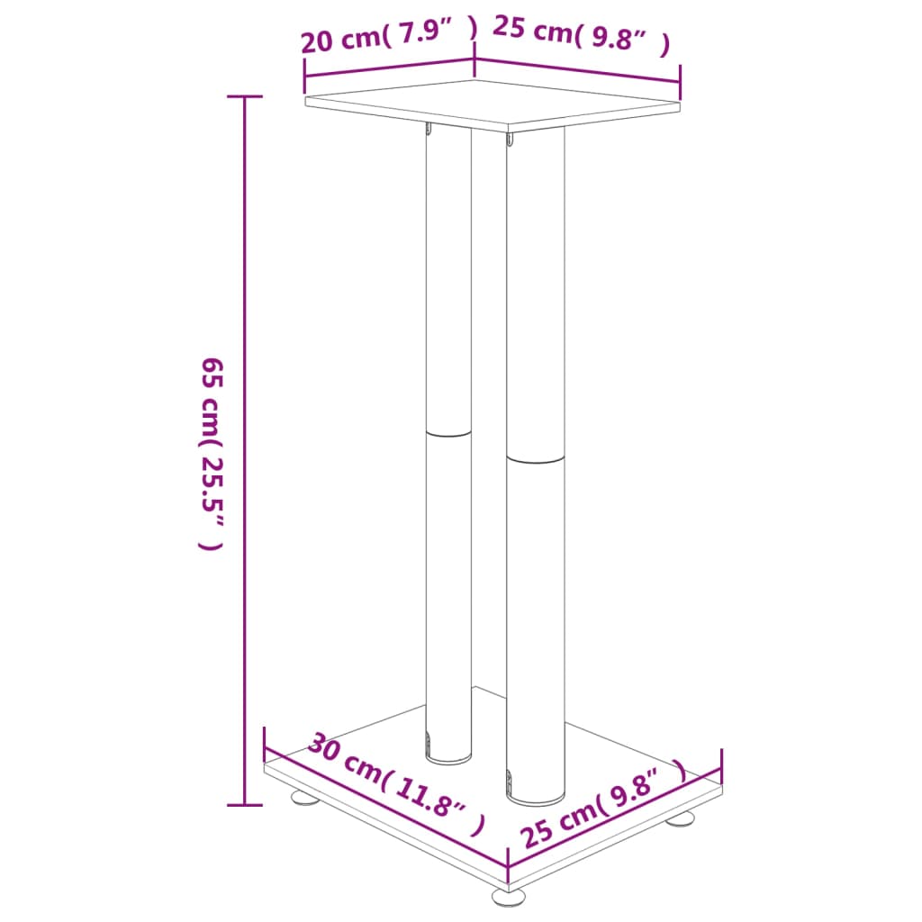 vidaXL Suportes colunas 2 pcs vidro temperado 2 pilares preto/prateado