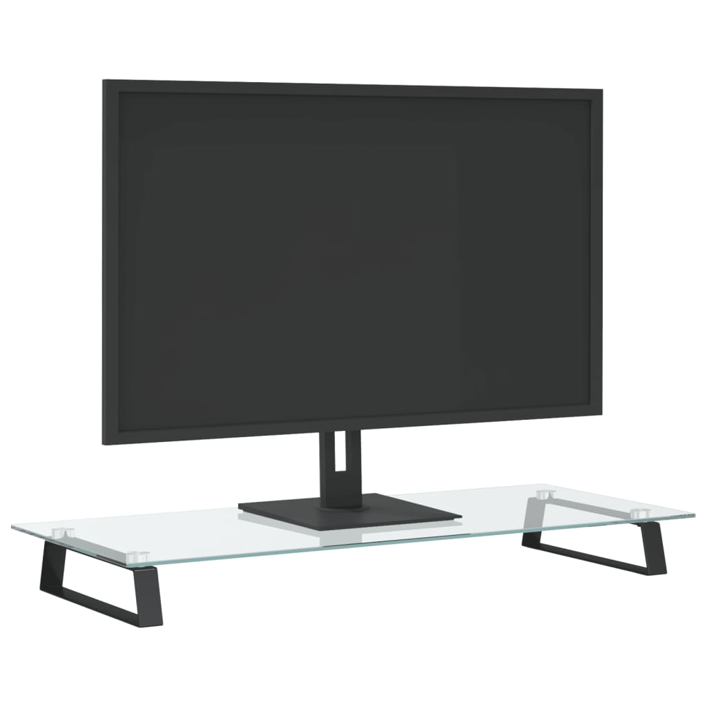 vidaXL Suporte para monitor 80x35x8 cm vidro temperado e metal preto