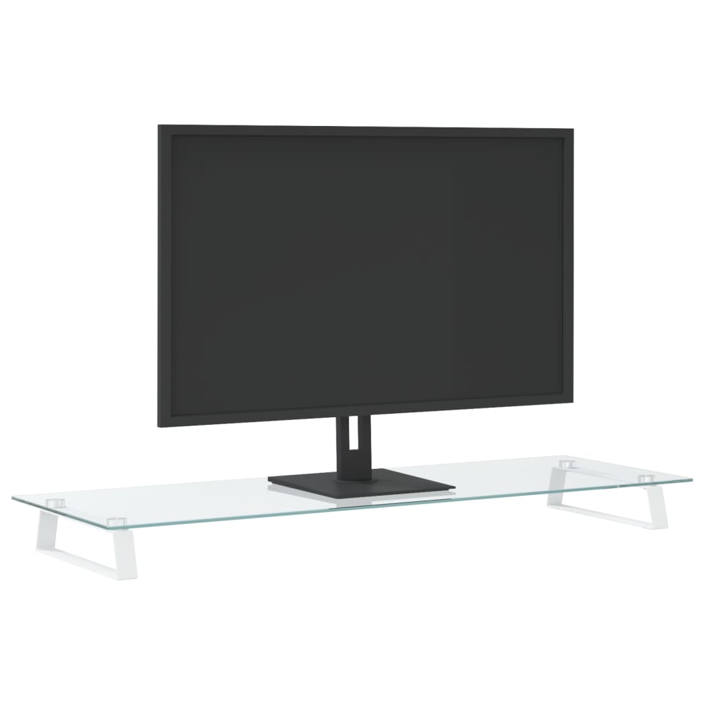 vidaXL Suporte para monitor 100x35x8 cm vidro temperado e metal branco