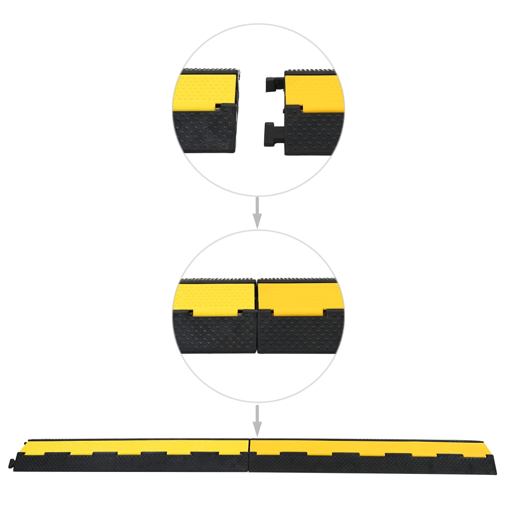 vidaXL Rampa protetora de cabos 2 canais borracha 101,5 cm